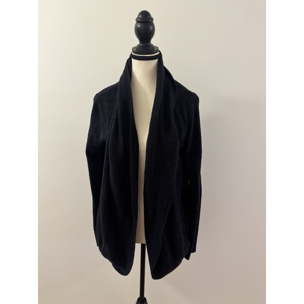 Barefoot Dreams CozyChic Lite Black Open Front Cardigan Sweater M